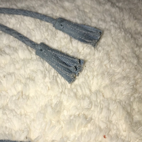 SUPER CUTE DENIM ANKLE WRAP WEDGES - Picture 6 of 8